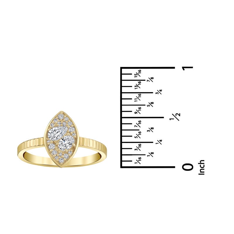 Lab Grown Diamond 1/2ctw. Multi Shape Cluster Marquise Fashion Ring in 10k Yellow Gold image number null